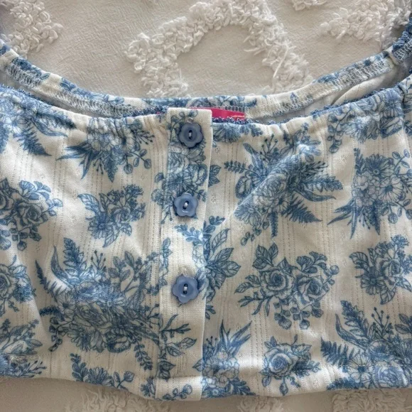 Sugar Thrillz Blue and White Floral Lounge Set - Picture 2 of 6